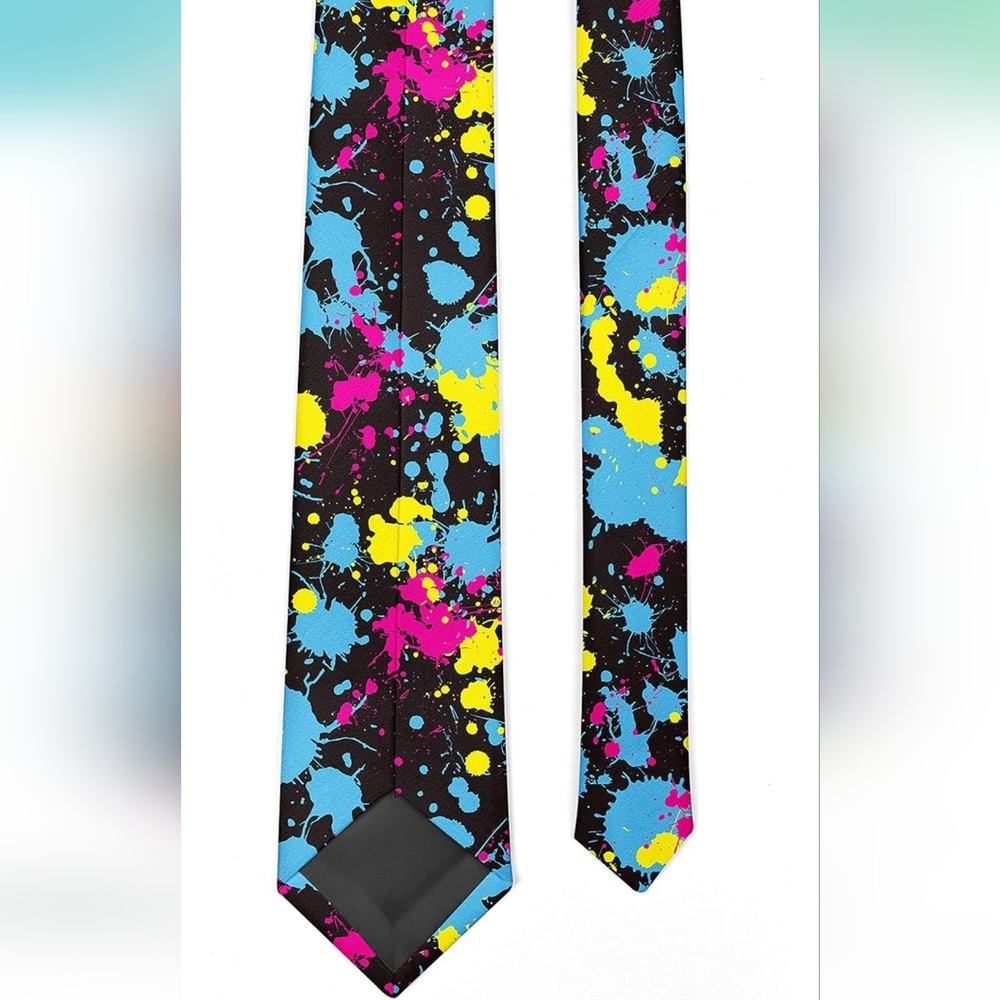 Neon Splatter Pattern Tie - Picture 3 of 4